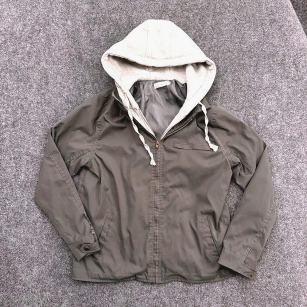 Fashion Classic Fashion Hooded Jacket Womens Large Gray Layered Utility